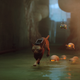 A cat runs away from rodents in Stray.